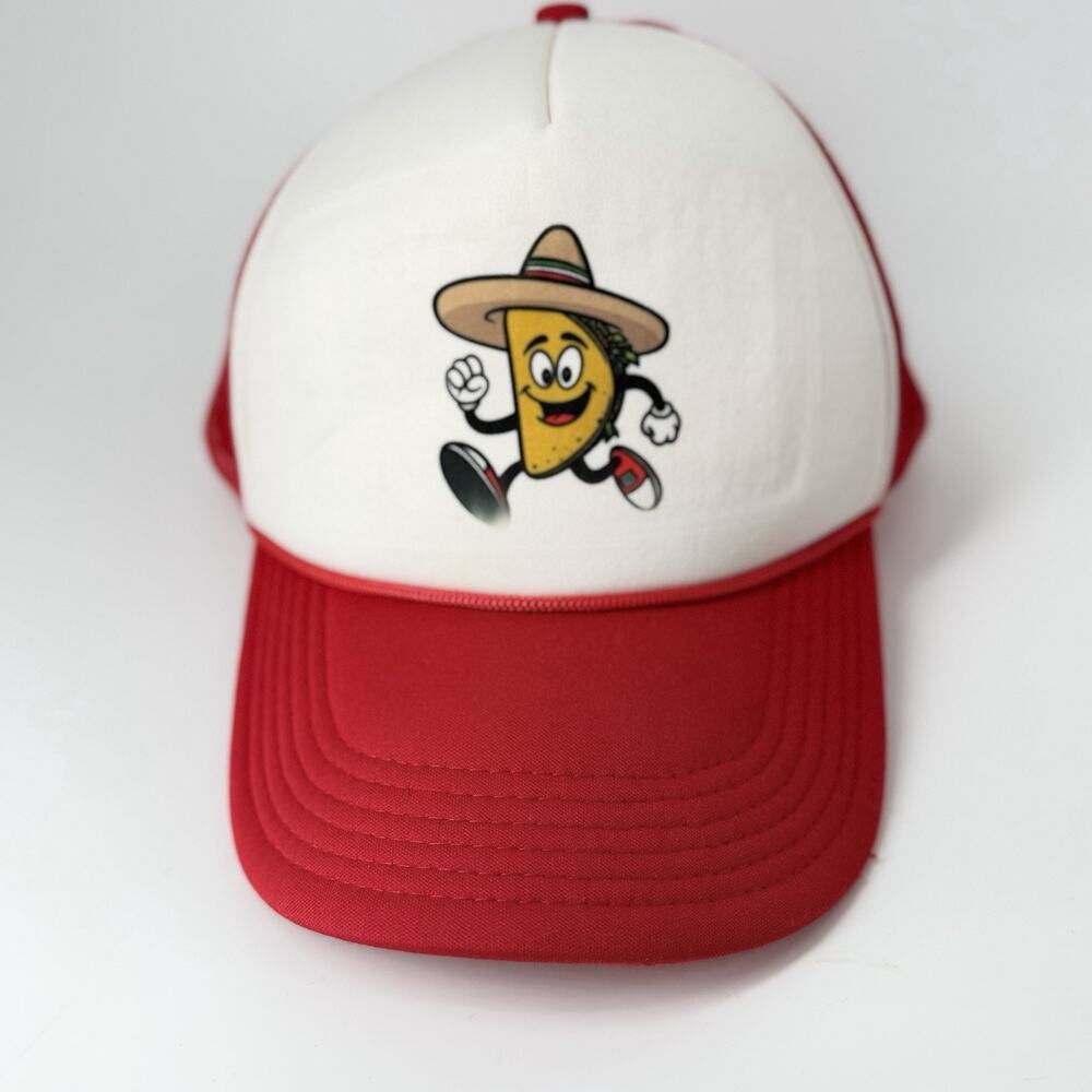 Running‎ Taco Trucker Hat Red White Mesh Snapback Funny Food Novelty Cap